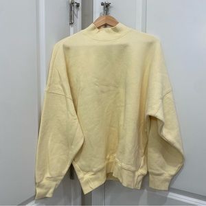 Aritzia TNA Pastel Yellow Oversized Mockneck Sweatshirt